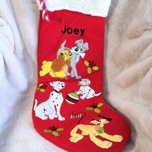 Rare Disney Parks Disney Dogs Vintage Christmas Stocking "Joey" Goofy Dalmatians